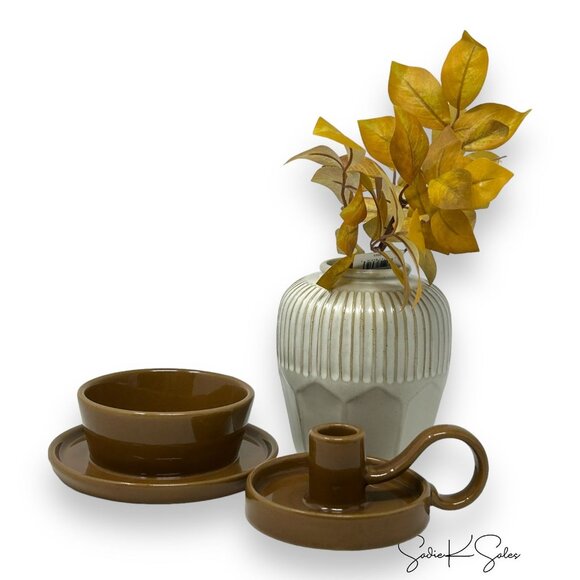 Glazed Ceramic Taper Candle Holder Pumpkin Brown - Hearth & Hand Magnolia Target - Picture 6 of 6